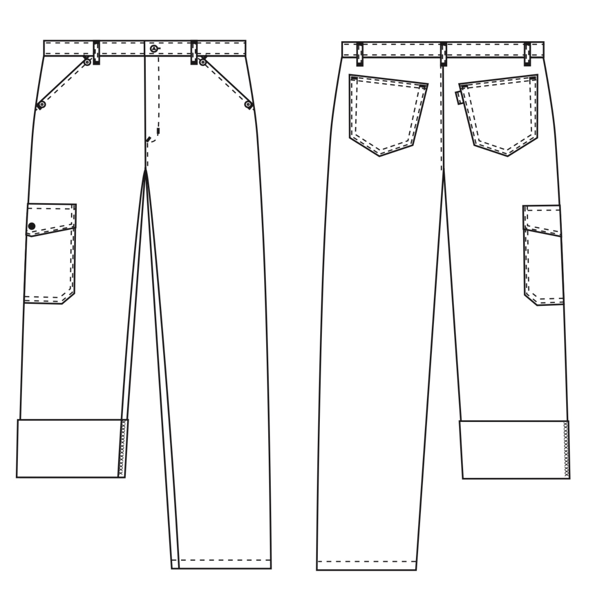 Spodnie, odwrócone na lewą stronę