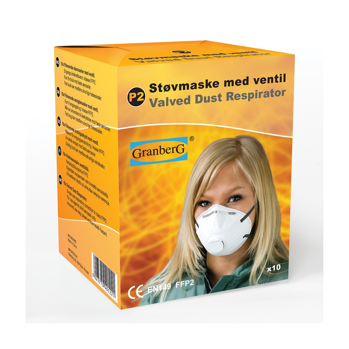 Jednorazowy respirator FFP2 NR D z zaworem, 10 sztuk