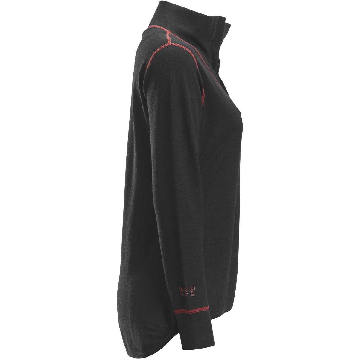 Damska koszula wełniana z długim rękawem i pół zamkiem błyskawicznym