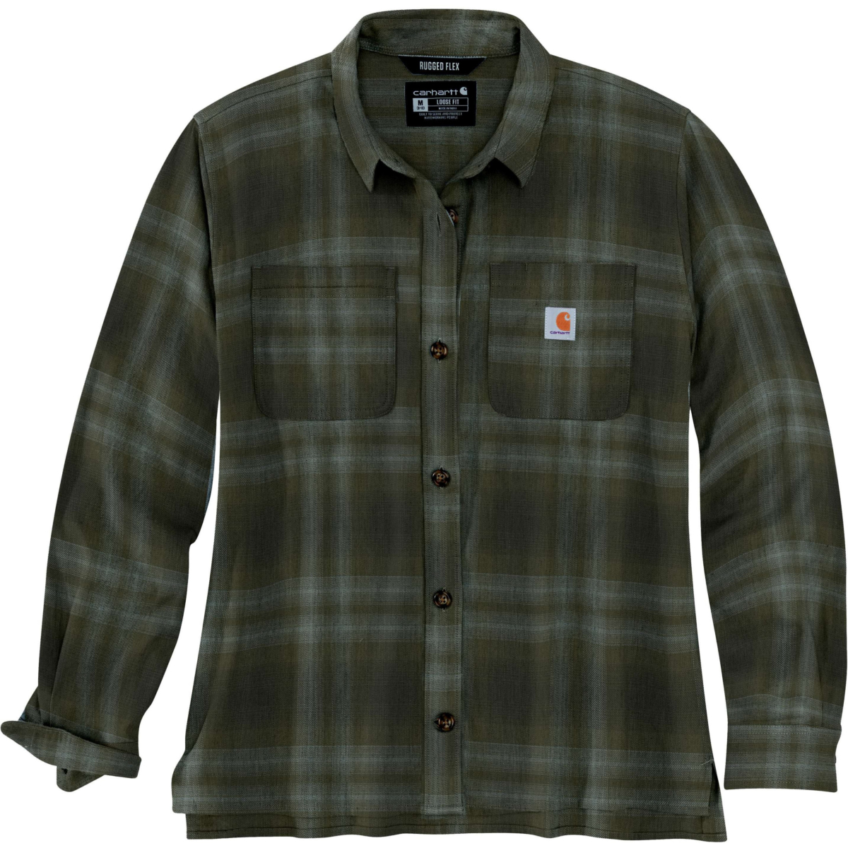 Koszula flanelowa w kratę Rugged Flex® o luźnym kroju i średniej grubości, z długim rękawem