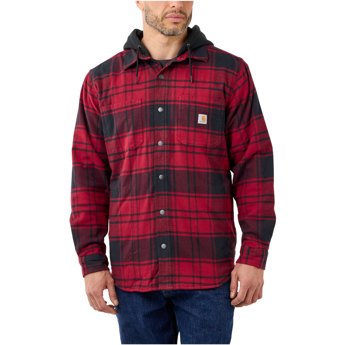Koszula flanelowa Rugged Flex® relaxed fit z kapturem i podszewką z polaru jac