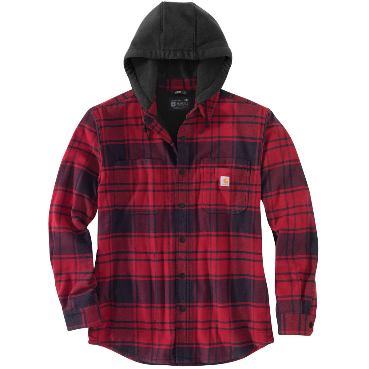 Koszula flanelowa Rugged Flex® relaxed fit z kapturem i podszewką z polaru jac