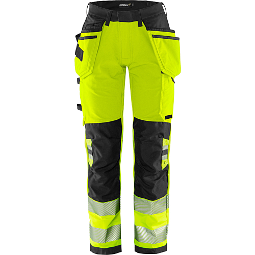 Spodnie damskie stretch w kolorze zielonym, odblaskowym, klasa 2, 2664 GSTP